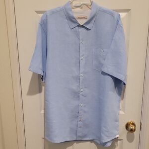 Tommy Bahama Paradise Breezer Linen Light Blue Men's Short Sleeve Shirt NWOT
